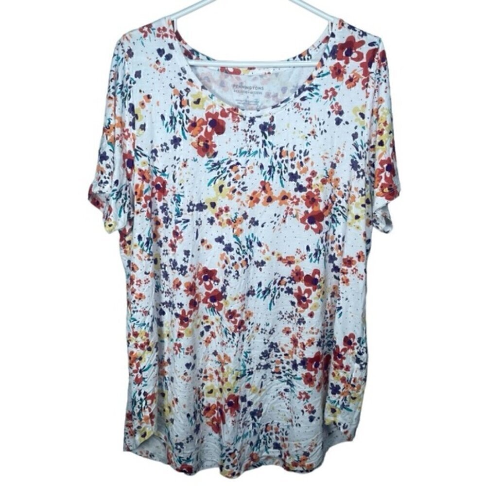 Penningtons X Tshirts Modern Fit Casual Shirt Floral Summer Stretch Scoop Tee 0x